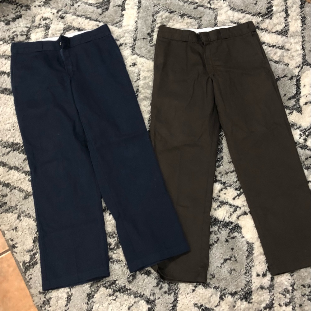 Bundle Dickies Straight-Leg Chinos — Navy & Brown
